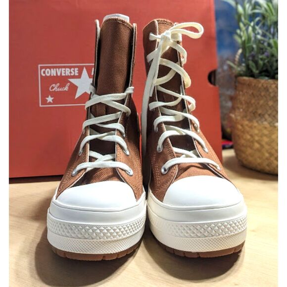 NIB Converse Chuck 70 Brown De Luxe Heel Hi Top Unisex Platform Shoes W9 M7 - Picture 6 of 14